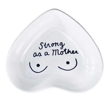 Load image into Gallery viewer, Hand-painted heart-shaped ceramic keepsake dish with empowering motherhood message