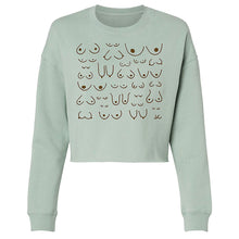 Load image into Gallery viewer, mock of the Self Love cropped sweatshirt in ocean, front view