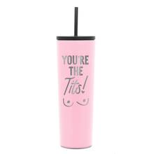 Load image into Gallery viewer, You're the Tits Tumbler Pink 28 oz