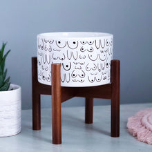 Load image into Gallery viewer, Modern White Planter with Saucer and Stand