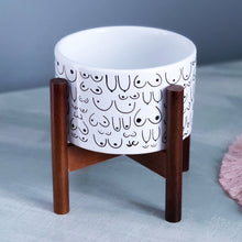 Load image into Gallery viewer, Modern White Planter with Saucer and Stand