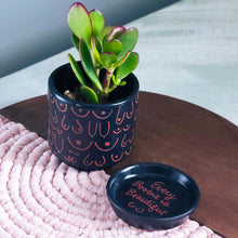 Load image into Gallery viewer, Matte Black + Brown Planter