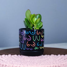 Load image into Gallery viewer, Matte Black + Rainbow Planter