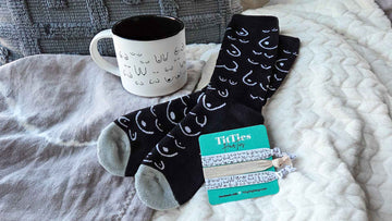 Gift bundle for new mom - boob mug, boob socks, and breastfeeding reminder bands