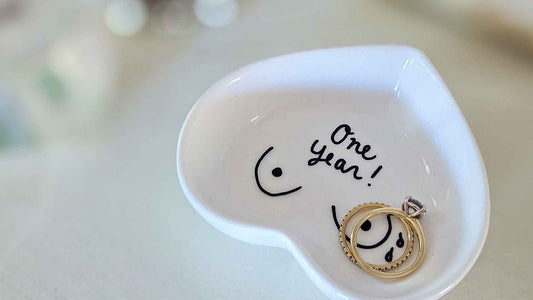 one year breastfeeding anniversary milestone jewelry dish keepsake with rings