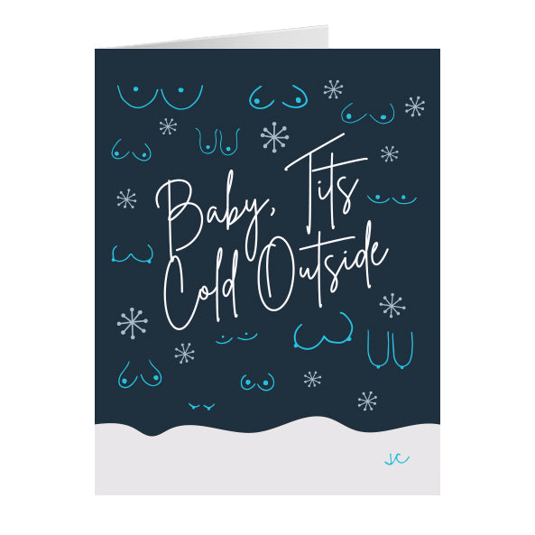 Baby Tits Cold Outside Boob Pun Christmas Holiday Card