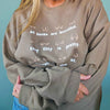 Body Positivity crew sweatshirt styled casually in coffee brown