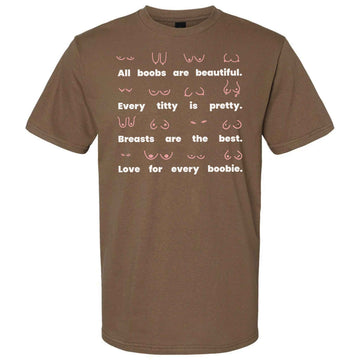 Body Positivity T-Shirt in coffee brown, front view