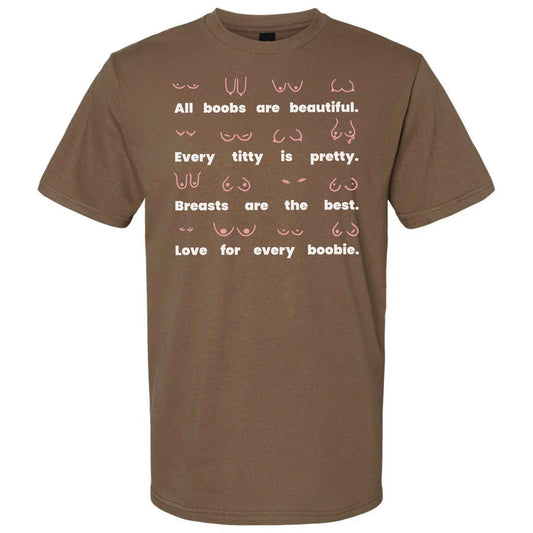 Body Positivity T-Shirt in coffee brown, front view