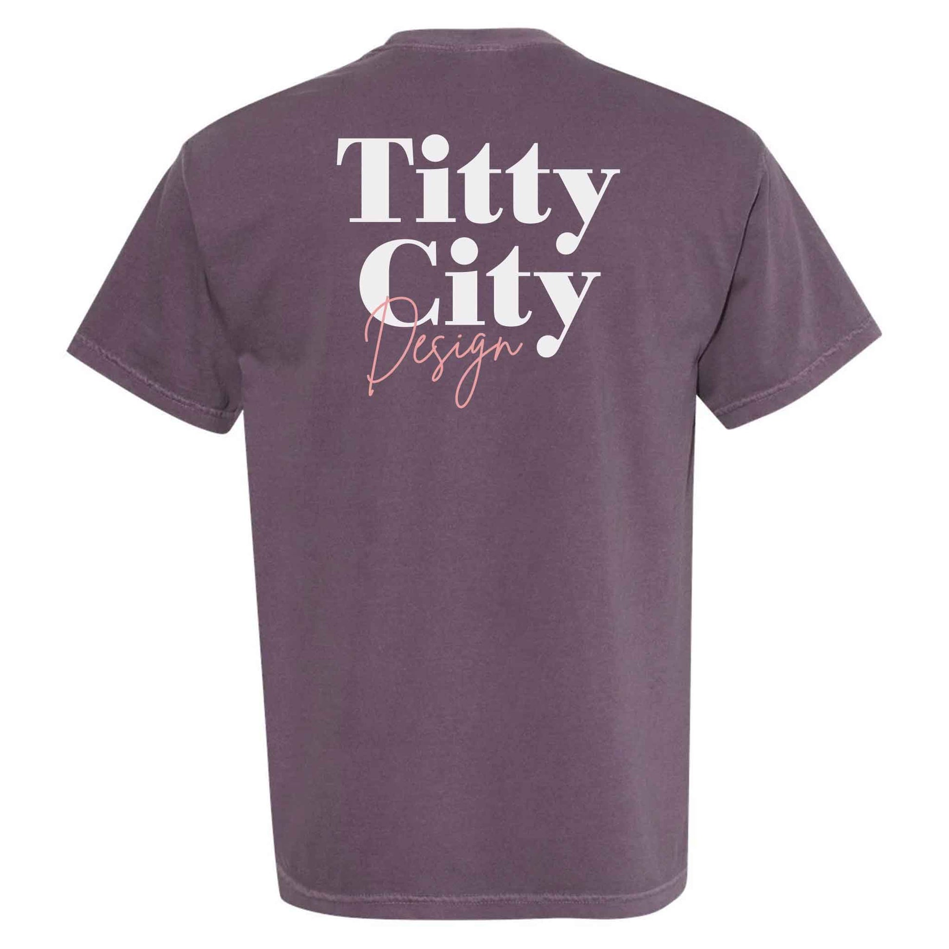 Body Positivity T-Shirt in plum purple, back view