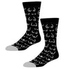 Black socks with white pattern on a white background