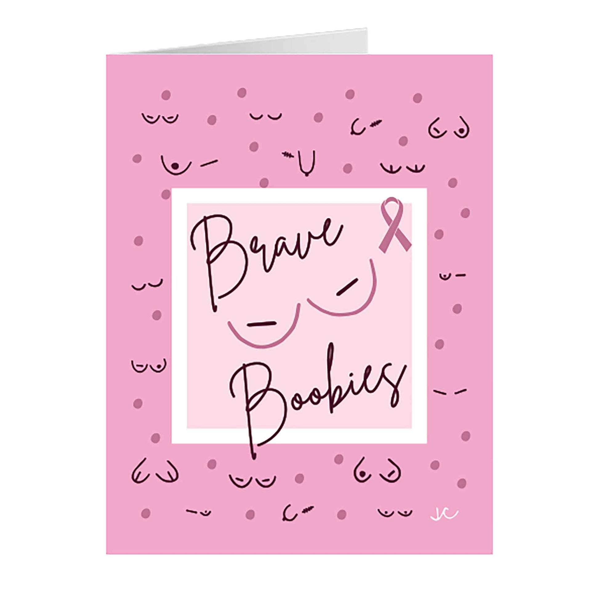 Front of Brave Boobies Greeting Card with with mastectomy scar types