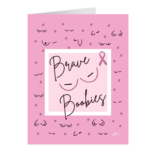 Front of Brave Boobies Greeting Card with with mastectomy scar types
