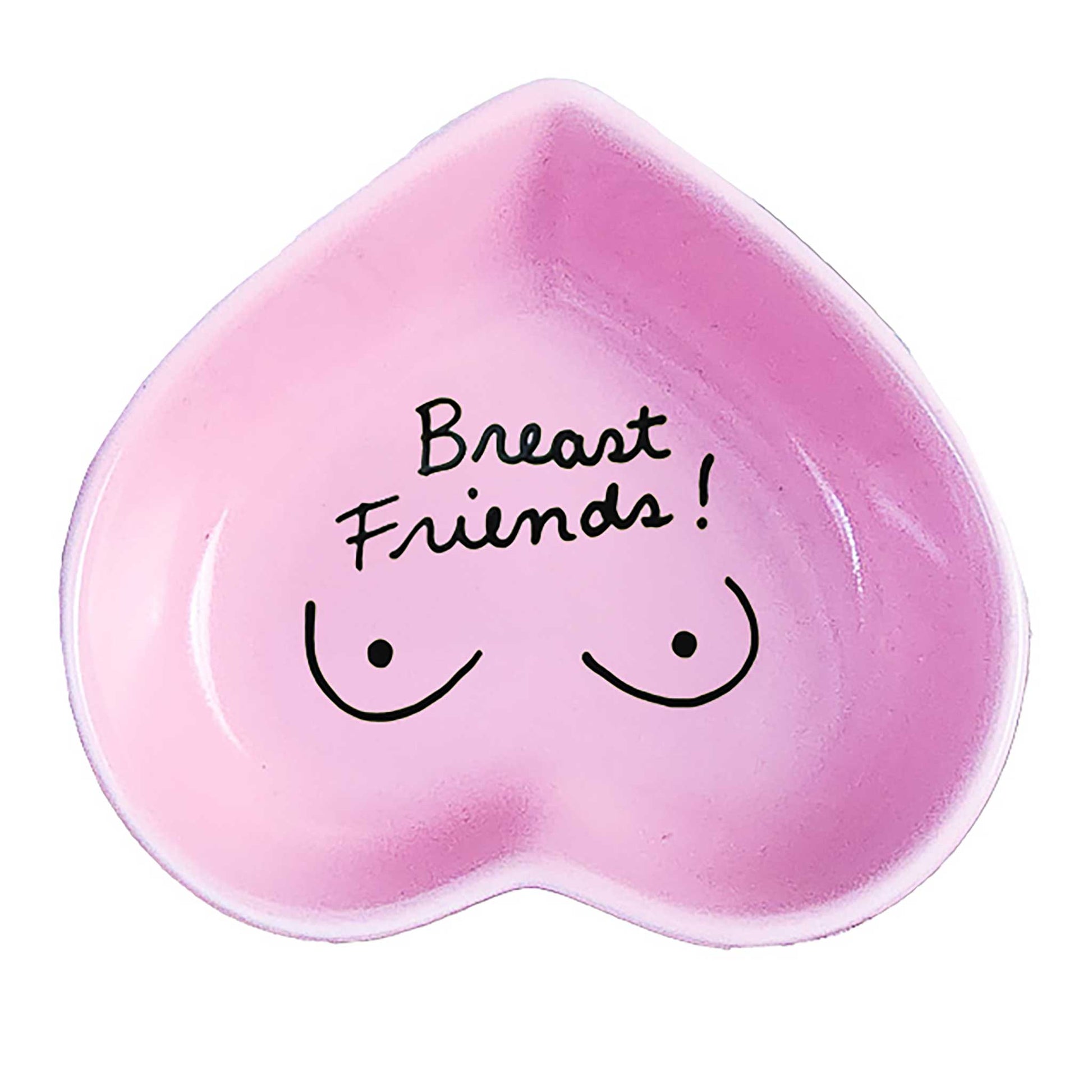 Ceramic hand-painted heart-shaped dish with playful message in blush pink