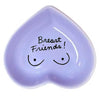 Ceramic hand-painted heart-shaped dish with playful message in lavander
