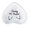 Hand-painted, ceramic heart-shaped dish with encouraging message in white