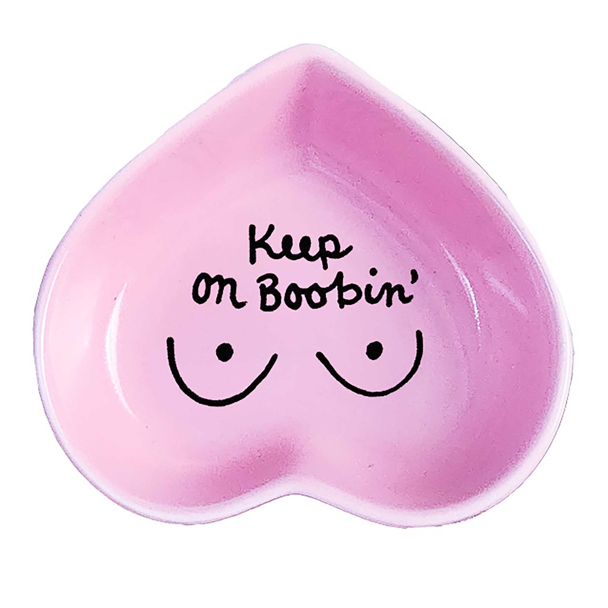 Hand-painted ceramic keepsake dish in blush pink with encouraging phrase honoring breastfeeding