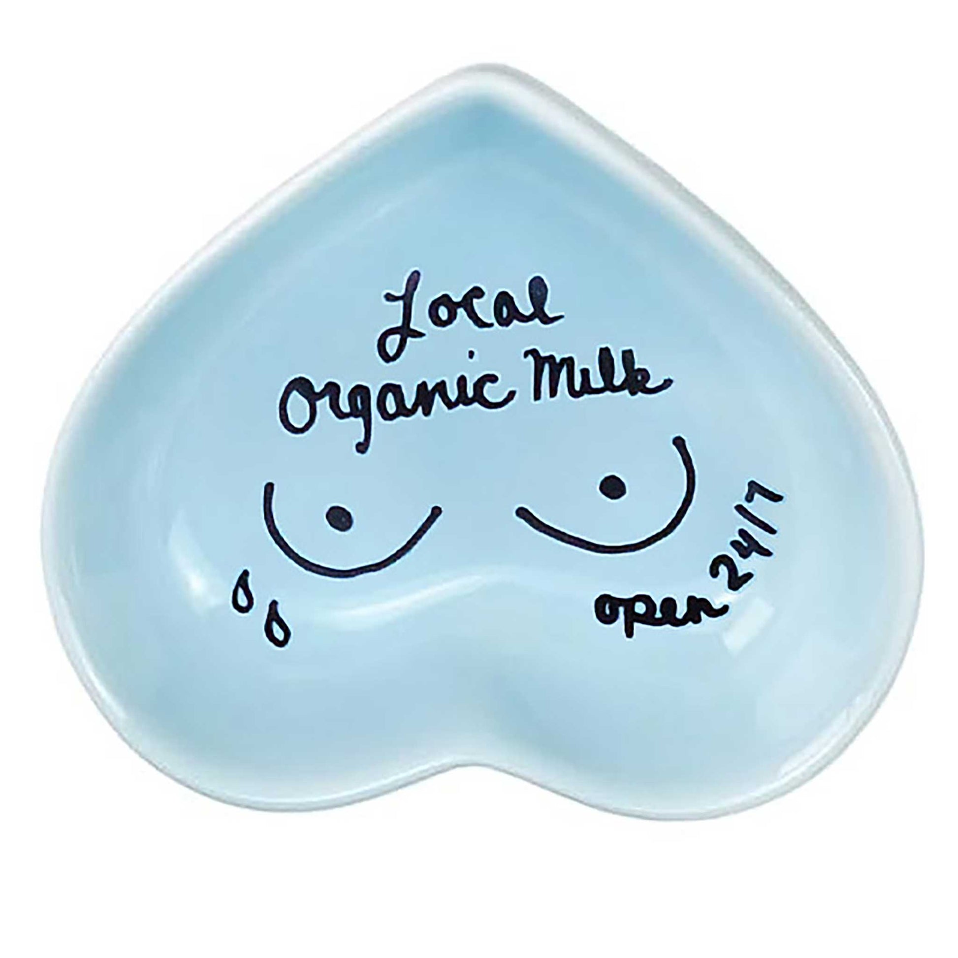 Hand-painted ceramic keepsake dish in powder blue styled as a thoughtful gift for a new mom 