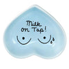 Ceramic keepsake dish with hand-painted phrase honoring motherhood and breastfeeding in powder blue