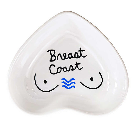 Hand-painted heart-shaped ceramic jewelry dish celebrating self-expression with water symbol
