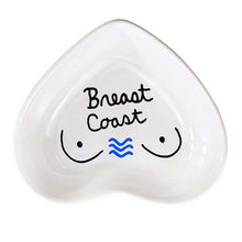 Load image into Gallery viewer, Hand-painted heart-shaped ceramic jewelry dish celebrating self-expression with water symbol
