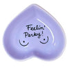 Hand-painted heart-shaped ceramic jewelry dish celebrating self-expression in lavender