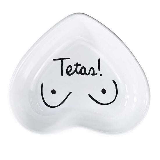 Hand-painted heart-shaped ceramic jewelry dish celebrating self-expression in Spanish
