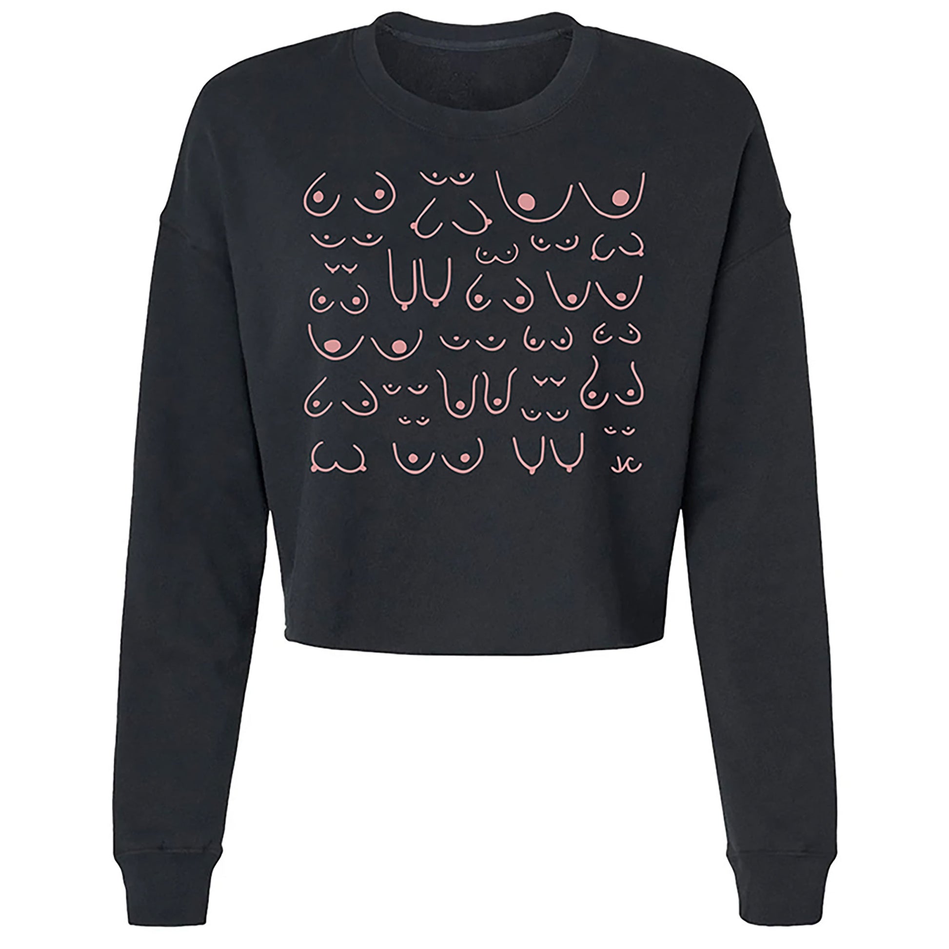 mock of the Self Love cropped sweatshirt in black, front view