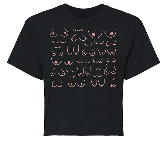 mock of the self love club cropped tee in black, front view