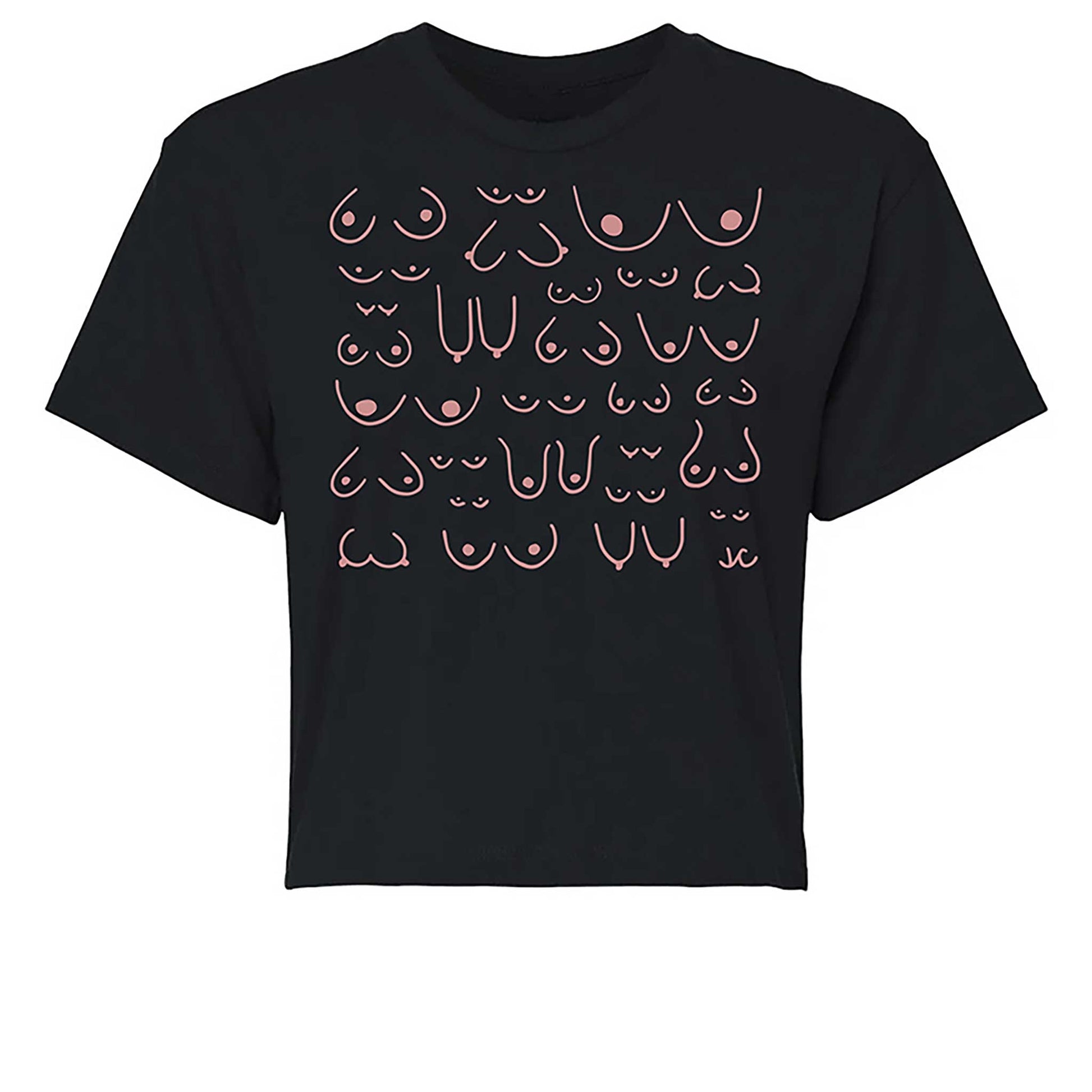 mock of the self love club cropped tee in black, front view