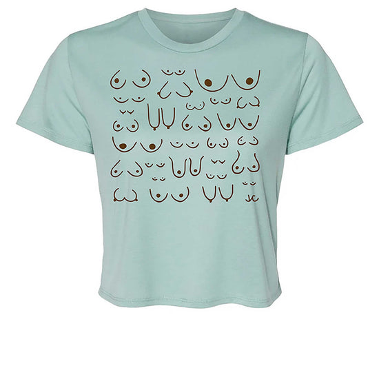 mock of the self love club cropped tee in ocean, front view
