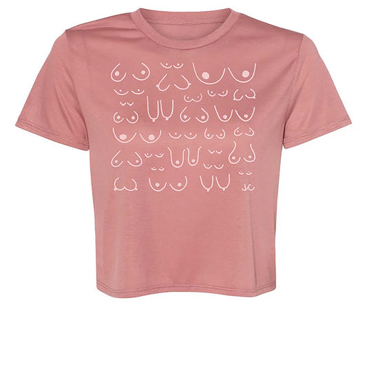 mock of the self love club cropped tee in rose pink, front view