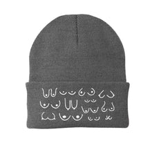 Load image into Gallery viewer, Gray beanie with white pattern on a white background
