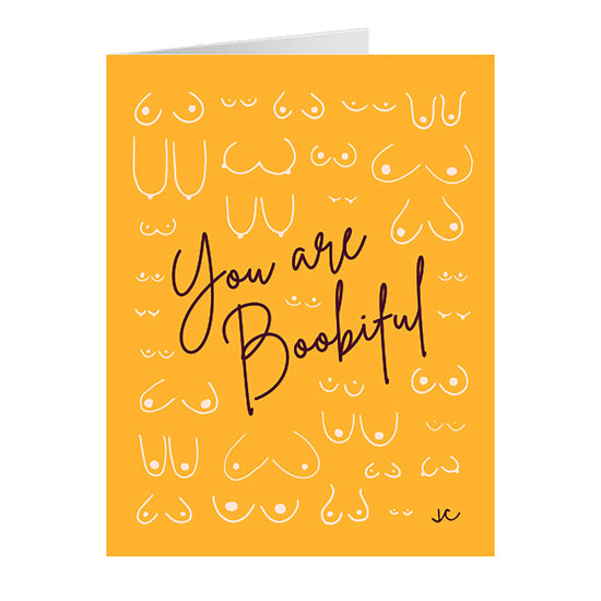 Front of You are Boobiful Greeting Card in yellow