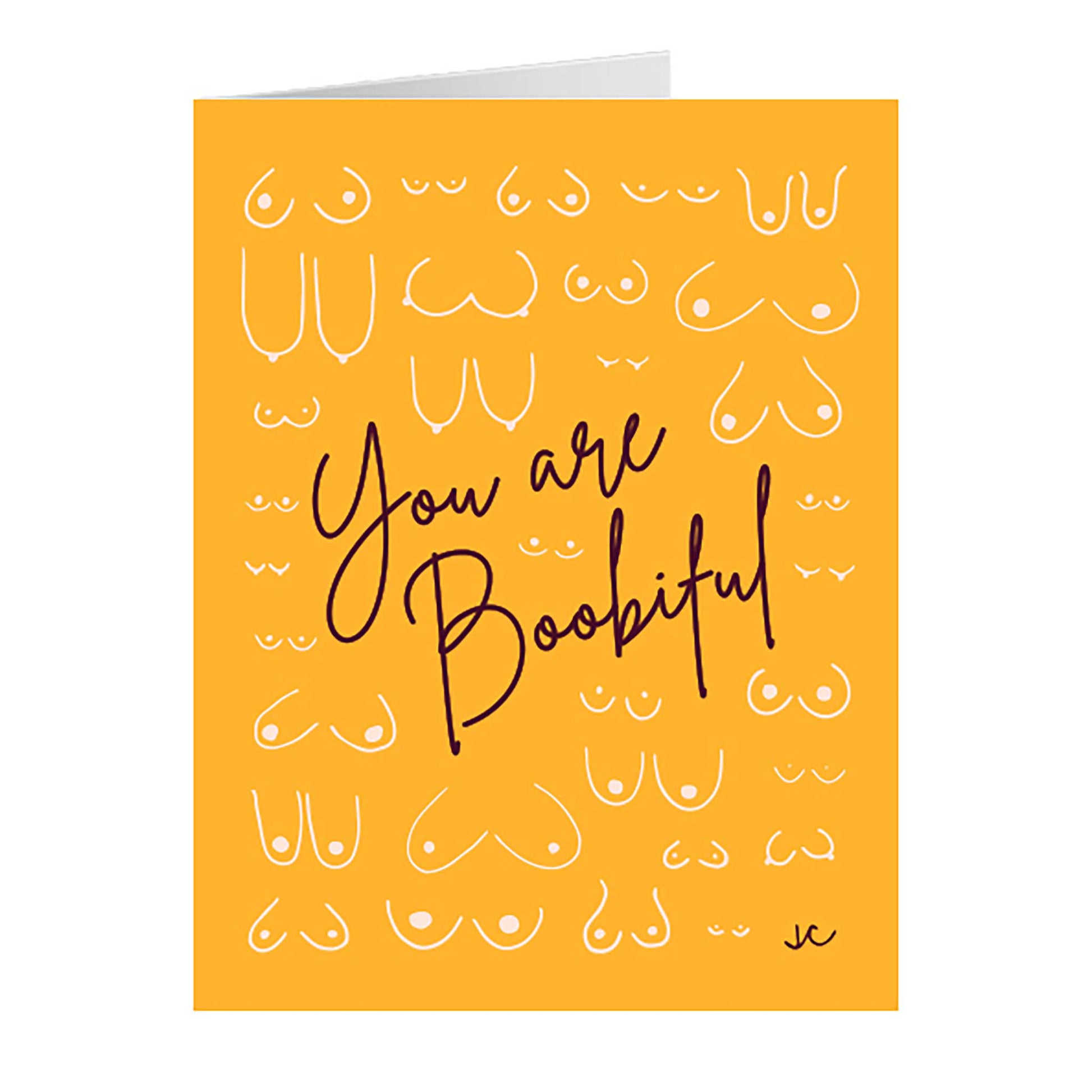 Front of You are Boobiful Greeting Card in yellow