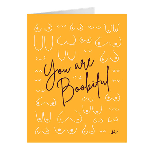 Front of You are Boobiful Greeting Card in yellow
