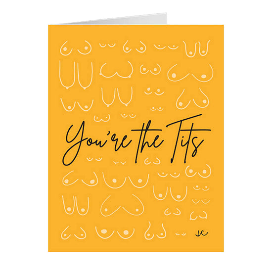 Front of yellow You're the Tits greeting card