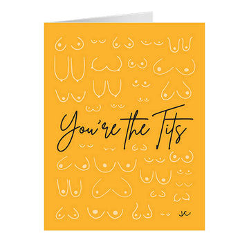 Front of yellow You're the Tits greeting card