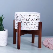 Load image into Gallery viewer, Modern Brave Boobies White Planter with Stand
